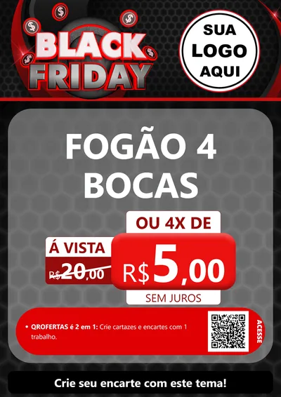 Modelo de Cartaz para Cartaz A4 Vertical com o tema Black Friday para Móveis e Eletro