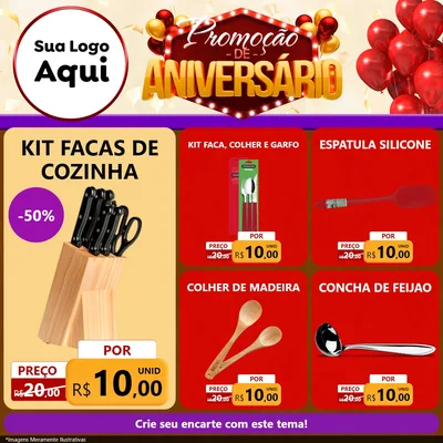Modelo de Rede Social para Feed Facebook com o tema Promoção de Aniversário para Utilidades Domésticas