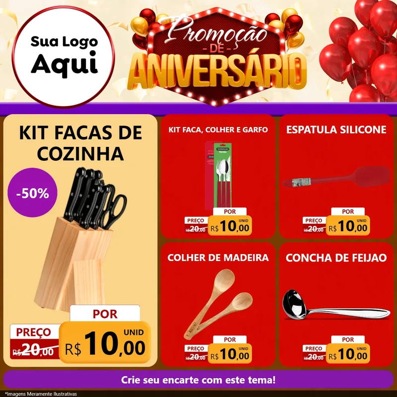 Modelo de Rede Social para Feed Facebook com o tema Promoção de Aniversário para Utilidades Domésticas