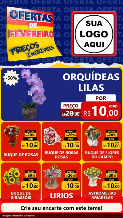 Modelo de Rede Social para Stories com o tema Ofertas de Fevereiro - Preços Incríveis para Floricultura e jardim