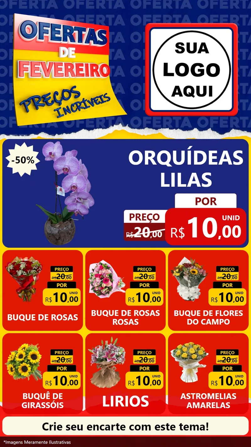 Modelo de Rede Social para Stories com o tema Ofertas de Fevereiro - Preços Incríveis para Floricultura e jardim