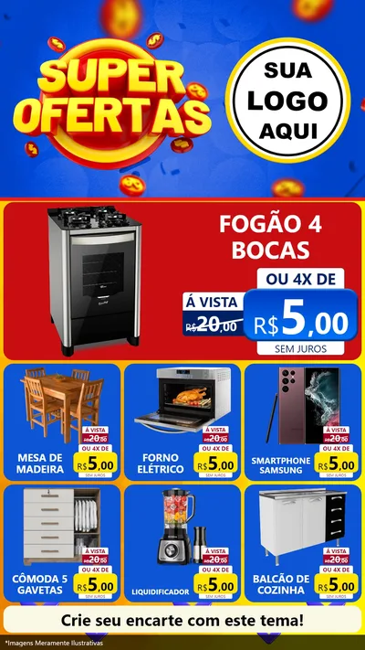 Modelo de Rede Social para Stories com o tema Super Ofertas para Móveis e Eletro