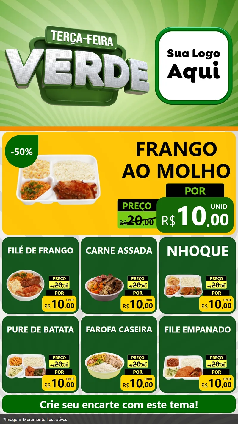 Modelo de Rede Social para Stories com o tema Terça - Feira Verde para Restaurante