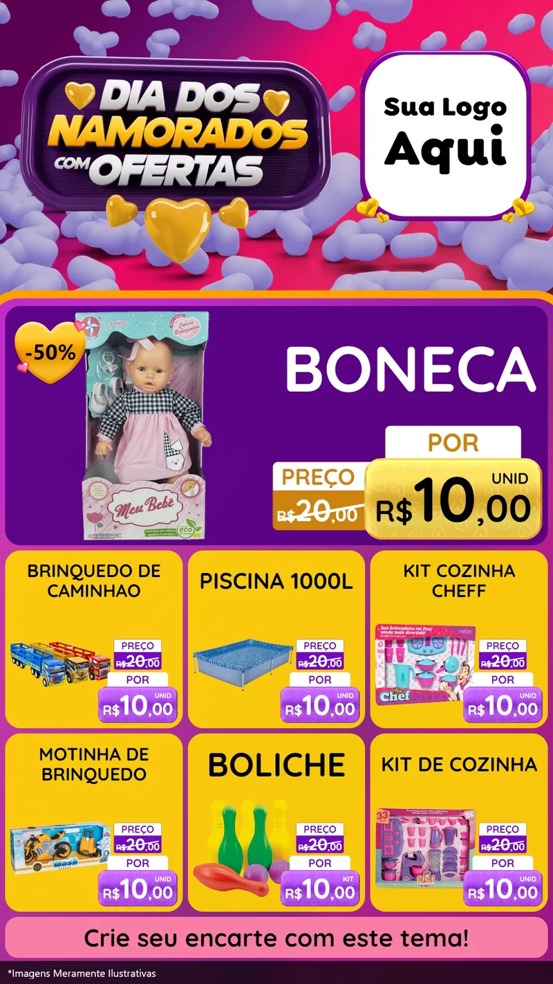 Modelo de Rede Social para Stories com o tema Dia Dos Namorados Com Ofertas para Brinquedos