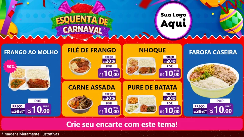 Modelo de TV para TV Horizontal com o tema Esquenta de Carnaval para Restaurante