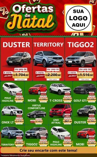 Modelo de Encarte para Encarte Grande com o tema Ofertas de Natal para Concessionaria de Carros