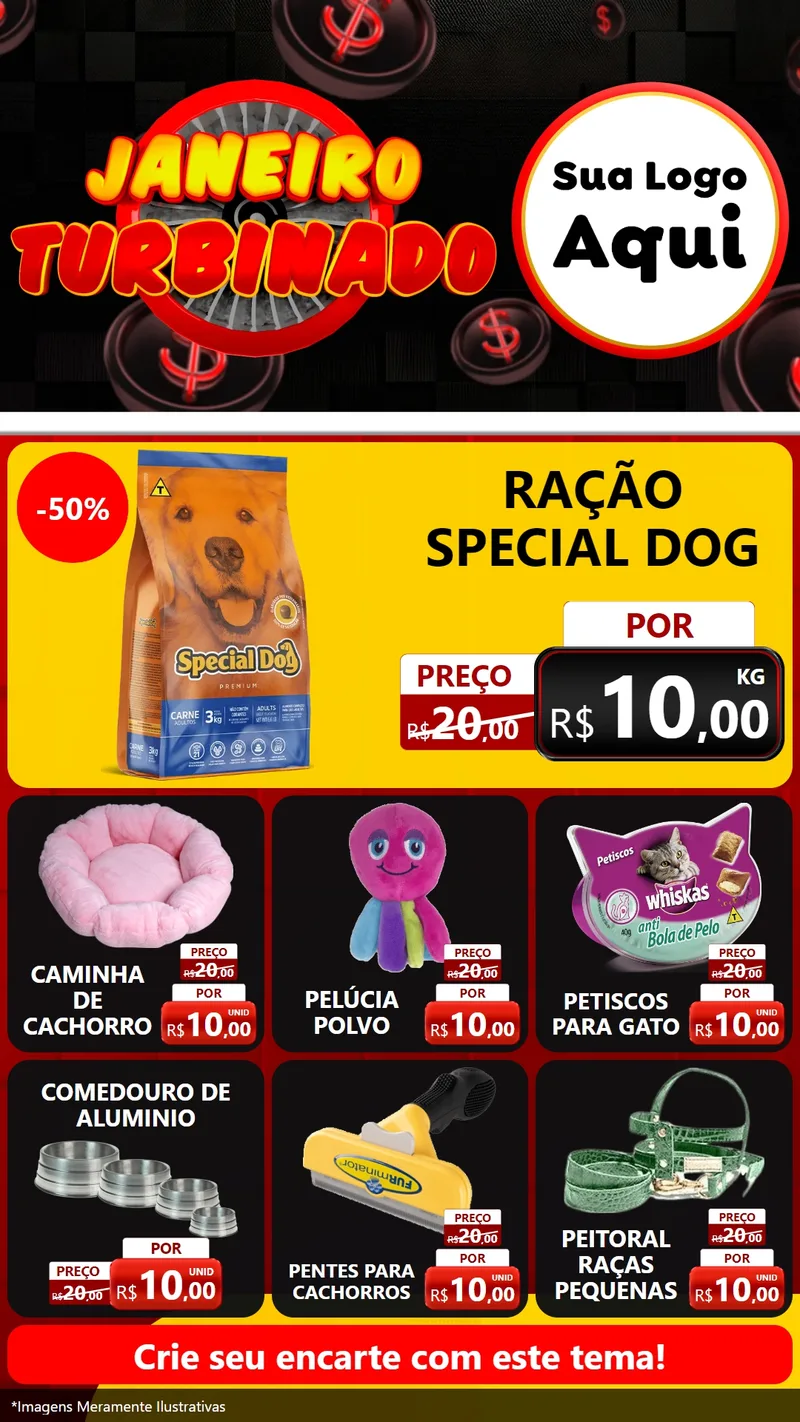 Modelo de Rede Social para Stories com o tema Janeiro Turbinado para Pet Shop