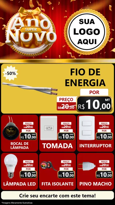 Modelo de Rede Social para Stories com o tema Super Ano Novo para Materiais Elétricos