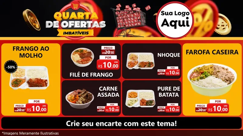 Modelo de TV para TV Horizontal com o tema Quarta de Ofertas Imbatíveis para Restaurante