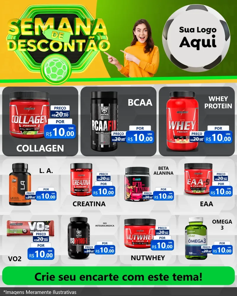 Modelo de Rede Social para Feed Instagram com o tema Semana de Descontão - Copa para Suplementos alimentares