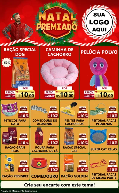 Modelo de Encarte para Encarte Grande com o tema Natal Premiado para Pet Shop