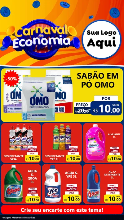 Modelo de Rede Social para Stories com o tema Carnaval da Economia para Produtos de Limpeza