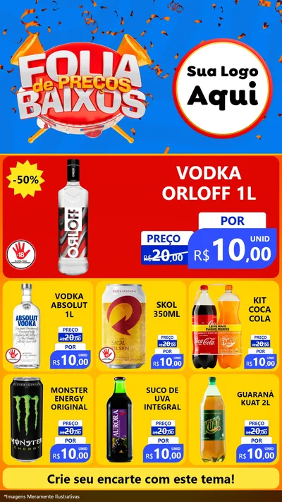 Modelo de Rede Social para Stories com o tema Folia de Preços Baixos para Distribuidora de bebidas