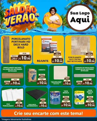 Modelo de Rede Social para Feed Instagram com o tema Saldão de Verão para Pisos e revestimentos