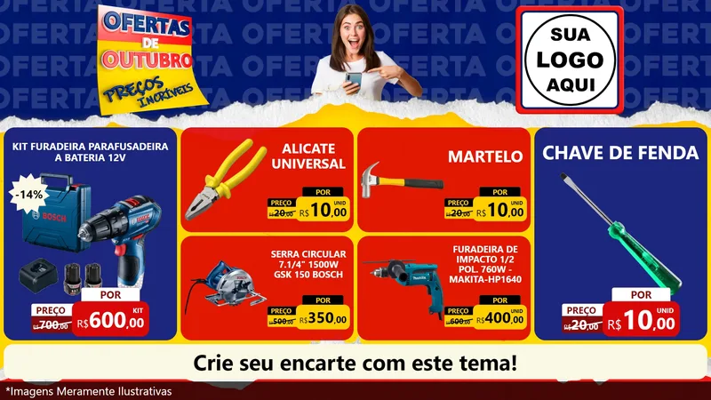 Modelo de TV para TV Horizontal com o tema Ofertas de Outubro - Preços Incríveis para Maquinas e Ferramentas