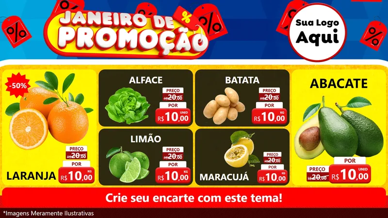 Modelo de TV para TV Horizontal com o tema Janeiro de Promoção para Hortifrúti