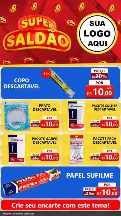 Modelo de TV para TV Vertical com o tema Super Saldão para Embalagens