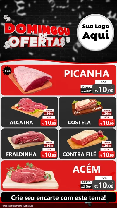 Modelo de TV para TV Vertical com o tema Domingou de Ofertas para Açougue