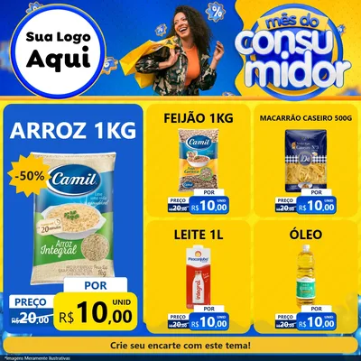 Modelo de Rede Social para Feed Facebook com o tema Mês do Consumidor para Supermercado