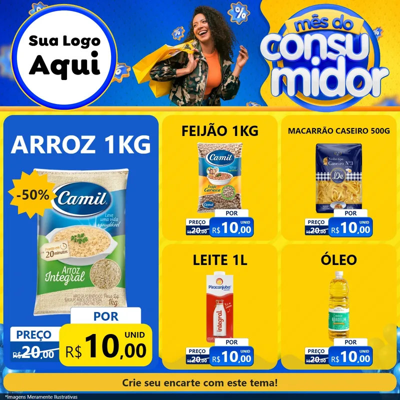 Modelo de Rede Social para Feed Facebook com o tema Mês do Consumidor para Supermercado