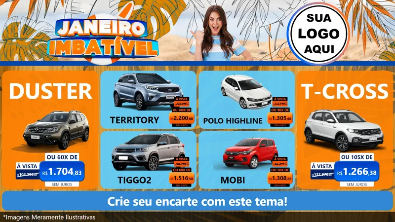 Modelo de TV para TV Horizontal com o tema Janeiro Imbatível para Concessionaria de Carros