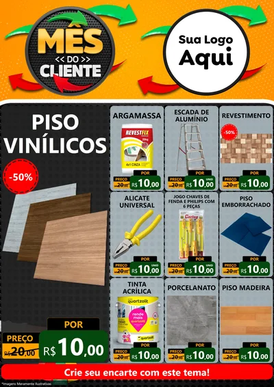 Modelo de Encarte para Encarte A4 Vertical com o tema Mês do Cliente para Material para Construção