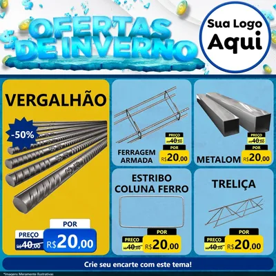 Modelo de Rede Social para Feed Facebook com o tema Ofertas de Inverno para Ferragens