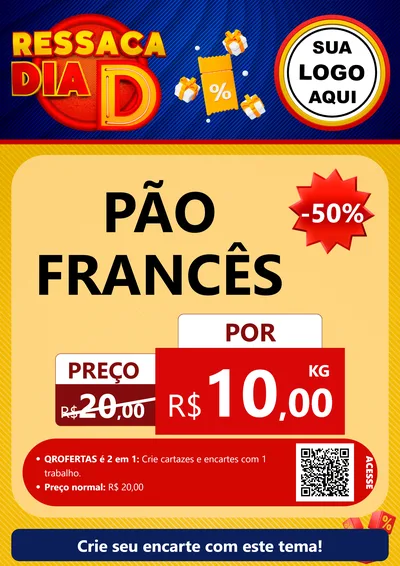 Modelo de Cartaz para Cartaz A4 Vertical com o tema Ressaca Dia D para Padaria
