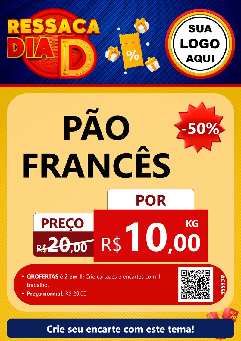 Modelo de Cartaz para Cartaz A4 Vertical com o tema Ressaca Dia D para Padaria