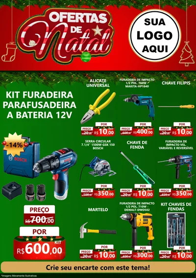 Modelo de Encarte para Encarte A4 Vertical com o tema Ofertas de Natal para Maquinas e Ferramentas