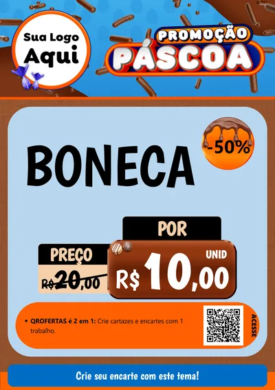 Modelo de Cartaz para Cartaz A4 Vertical com o tema Promoção Páscoa para Brinquedos