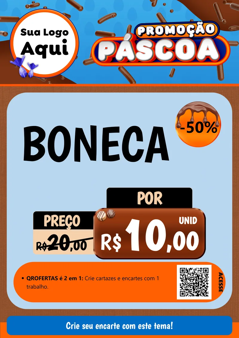 Modelo de Cartaz para Cartaz A4 Vertical com o tema Promoção Páscoa para Brinquedos