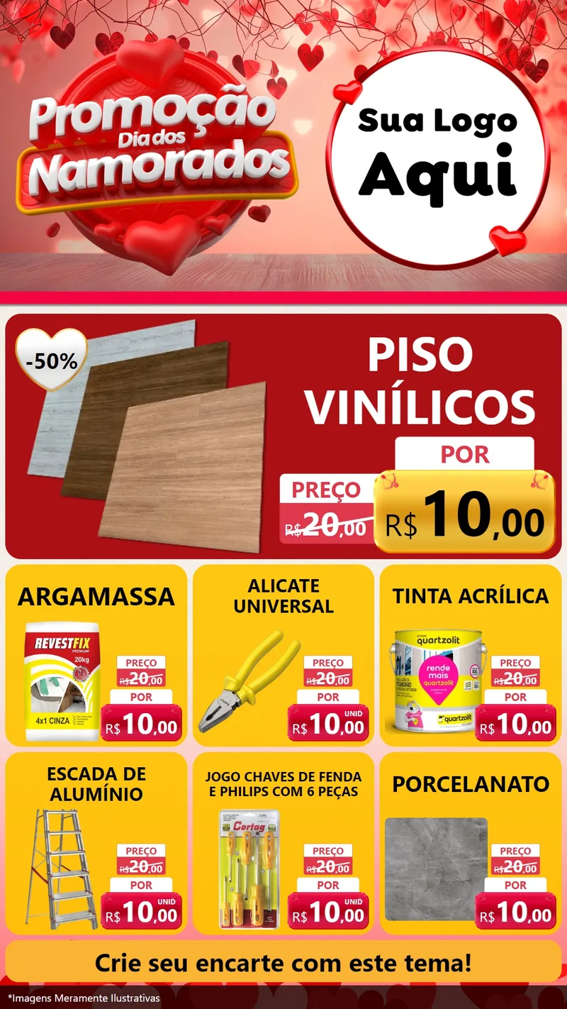 Modelo de Rede Social para Stories com o tema Promoção Dia dos Namorados para Material para Construção