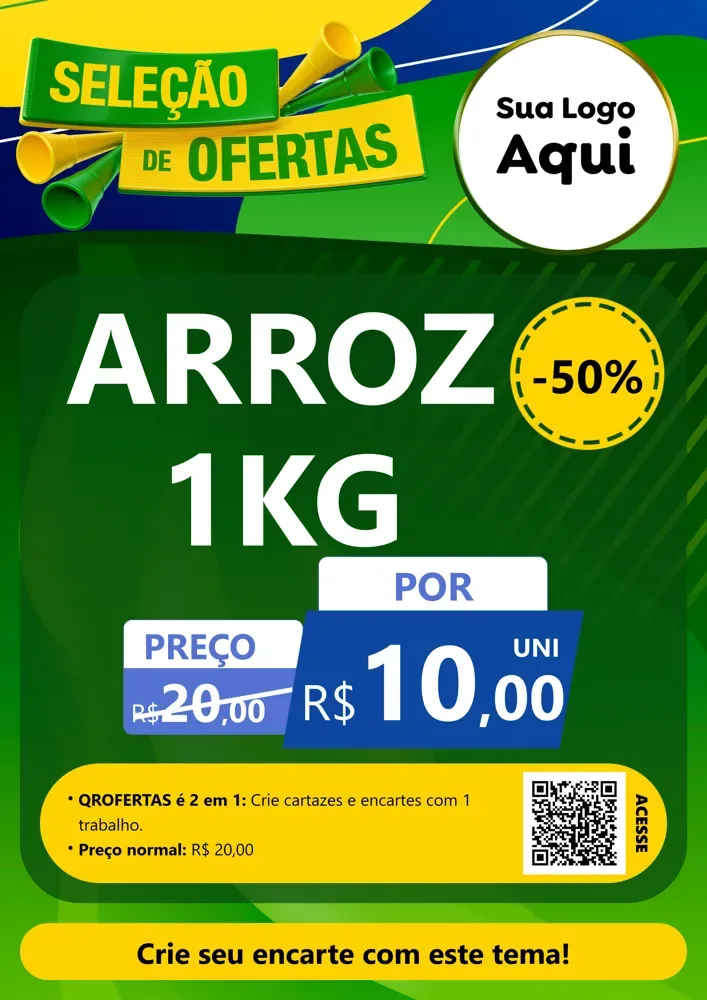 Modelo de Cartaz para Cartaz A4 Vertical com o tema Seleção de Ofertas - Copa para Supermercado