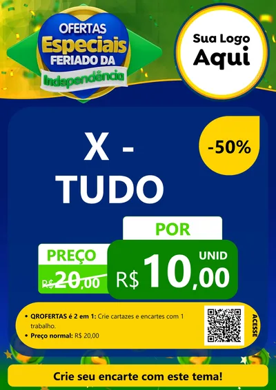 Modelo de Cartaz para Cartaz A4 Vertical com o tema Ofertas Especiais Feriado da Independência para Hamburgueria