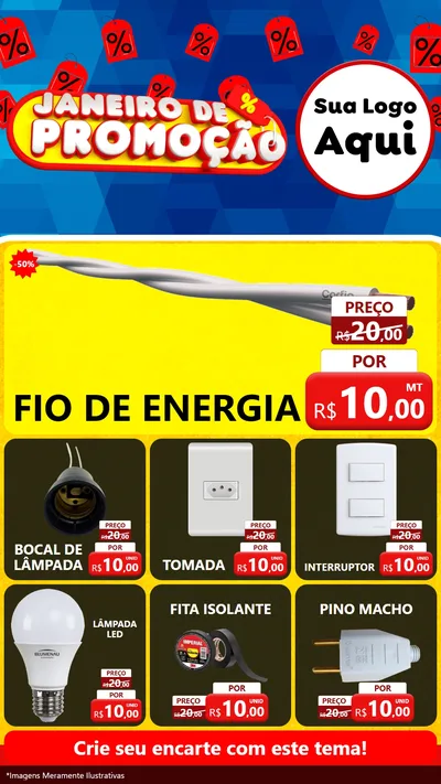 Modelo de Rede Social para Stories com o tema Janeiro de Promoção para Materiais Elétricos