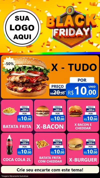 Modelo de Rede Social para Stories com o tema Black Friday para Hamburgueria