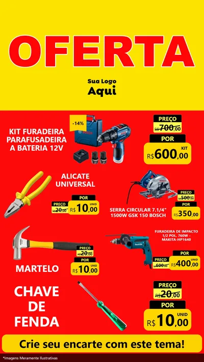 Modelo de TV para TV Vertical com o tema OFERTA - Vermelho Cartaz para Maquinas e Ferramentas