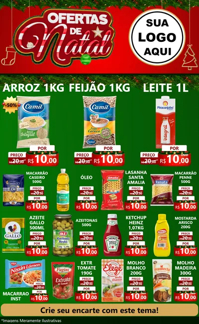 Modelo de Encarte para Encarte Grande com o tema Ofertas de Natal para Supermercado