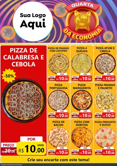 Modelo de Encarte para Encarte A4 Vertical com o tema Quarta da Economia para Pizzaria