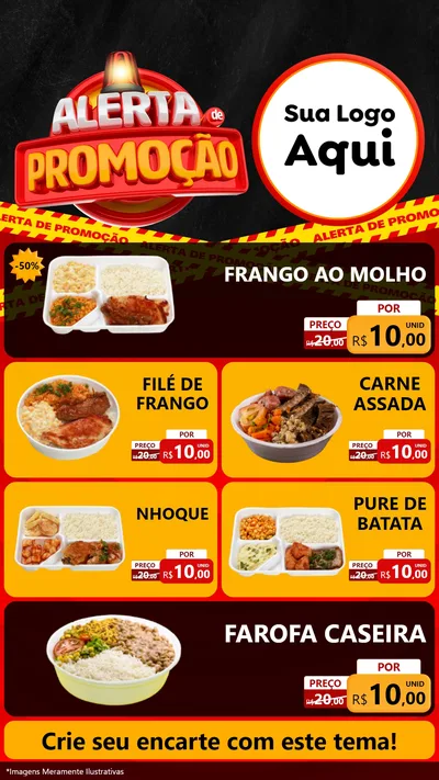 Modelo de TV para TV Vertical com o tema Alerta de Promoção para Restaurante
