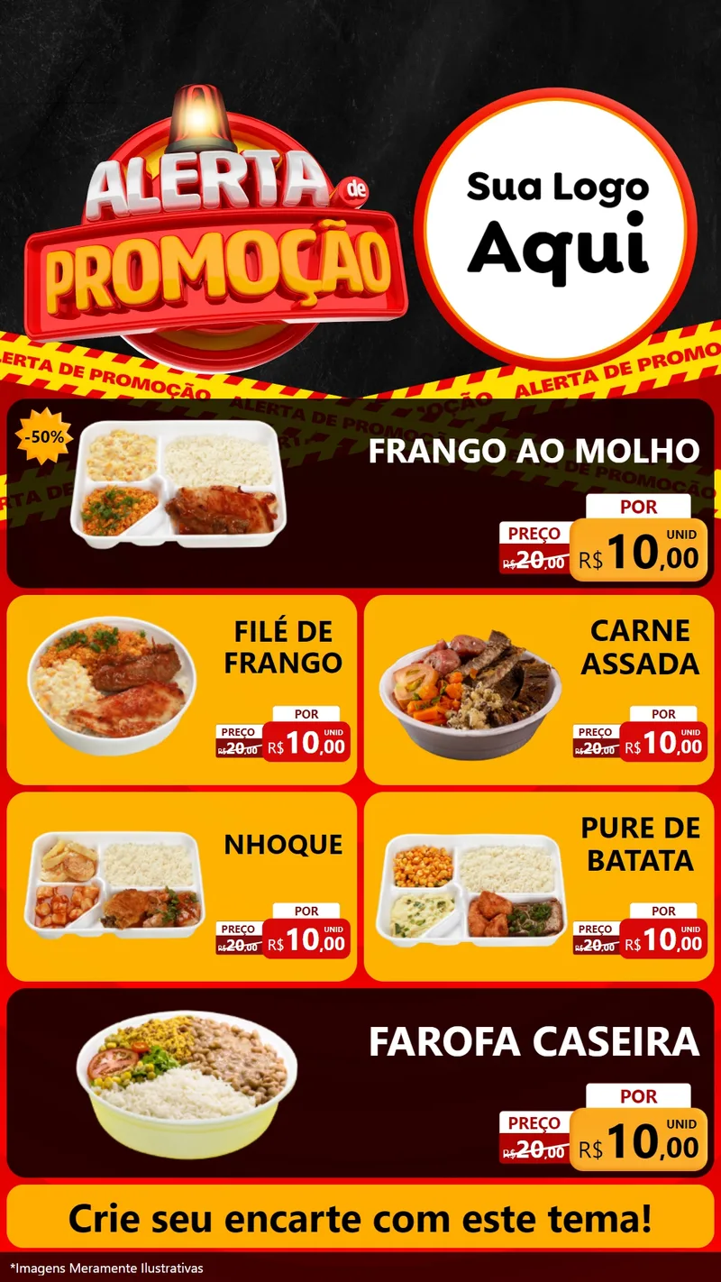 Modelo de TV para TV Vertical com o tema Alerta de Promoção para Restaurante