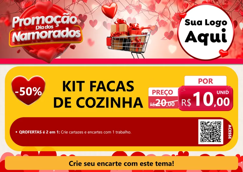 Modelo de Cartaz para Cartaz A4 Horizontal com o tema Promoção Dia dos Namorados para Utilidades Domésticas
