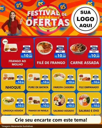 Modelo de Rede Social para Feed Instagram com o tema Festival de Ofertas para Restaurante