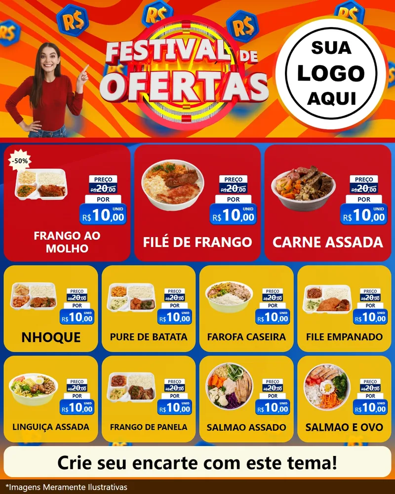 Modelo de Rede Social para Feed Instagram com o tema Festival de Ofertas para Restaurante