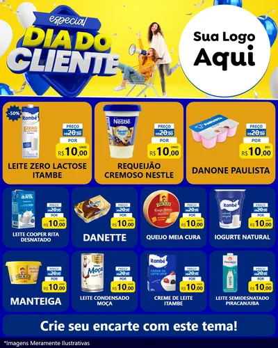 Modelo de Rede Social para Feed Instagram com o tema Especial Dia do Cliente para Frios e Laticínios