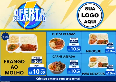 Modelo de Encarte para Encarte A4 Horizontal com o tema Oferta Relâmpago para Restaurante