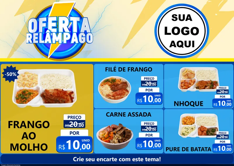 Modelo de Encarte para Encarte A4 Horizontal com o tema Oferta Relâmpago para Restaurante