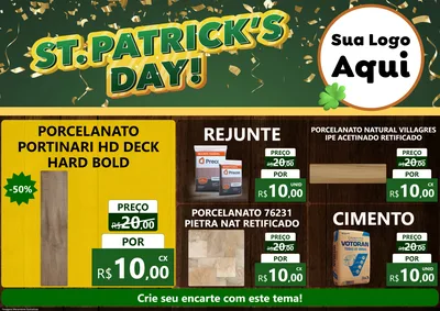 Modelo de Encarte para Encarte A4 Horizontal com o tema St Patriks Day para Pisos e revestimentos