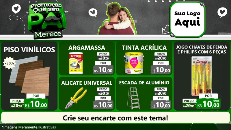 Modelo de TV para TV Horizontal com o tema Promoção Que seu Pai Merece para Material para Construção